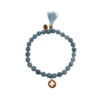 8CB-40014 Bracelet MAELYSSE en pierres naturelles bleues avec un pompon et une pampille