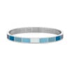 Bracelet/jonc Co88 France en acier inoxydable argenté et émail bleu clair, bleu foncé et blanc