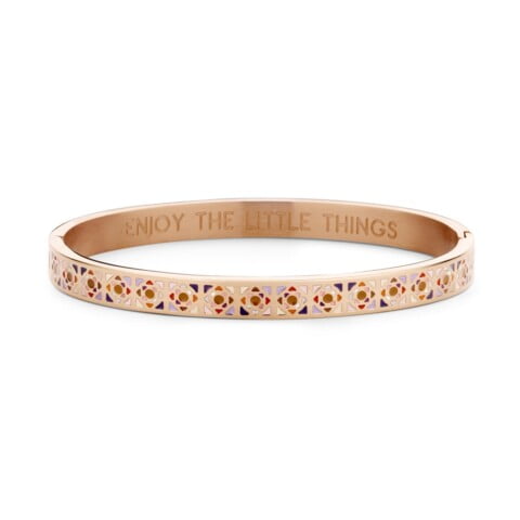 Bracelet/jonc Co88 France en acier inoxydable rose gold et émail multicolore