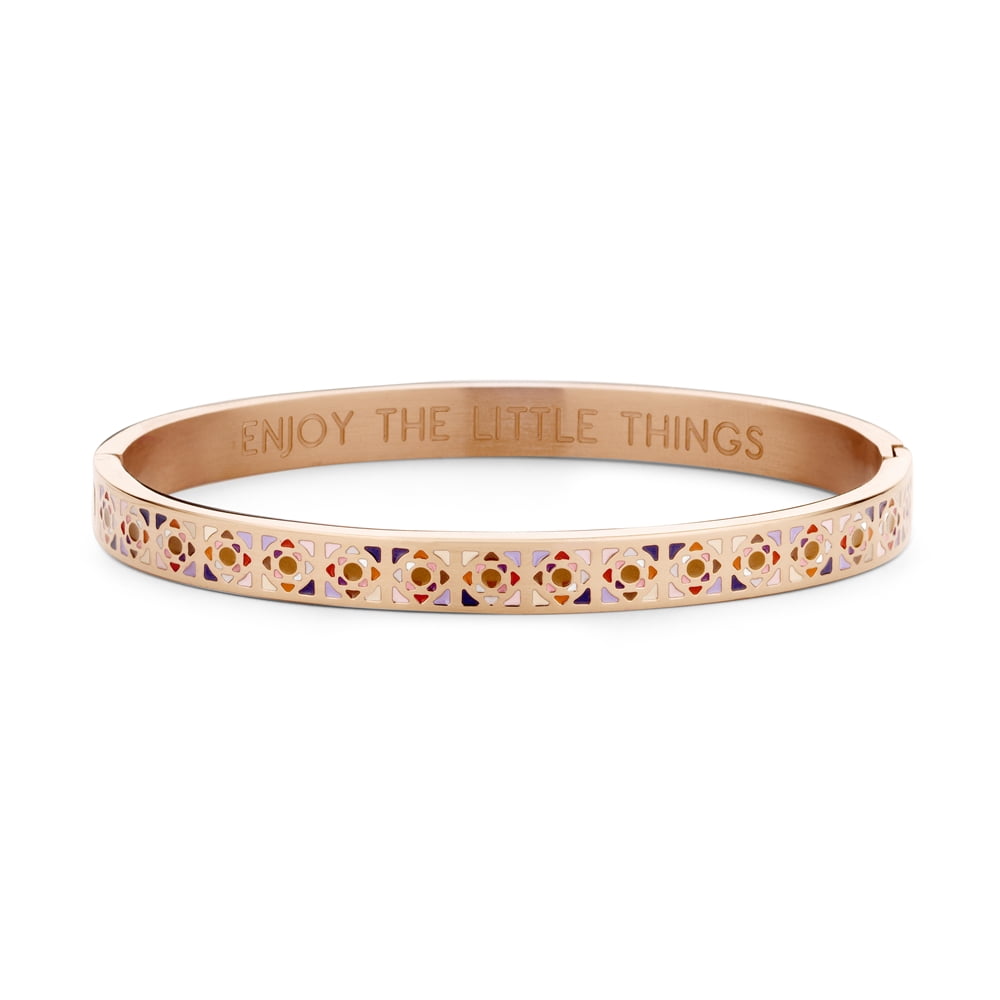 Bracelet/jonc Co88 France en acier inoxydable rose gold et émail multicolore