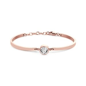 Bracelet mi-jonc Co88 France en acier inoxydable rose gold et zircon blanc