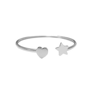 Bracelet/jonc Co88 France argenté motif coeur et étoile
