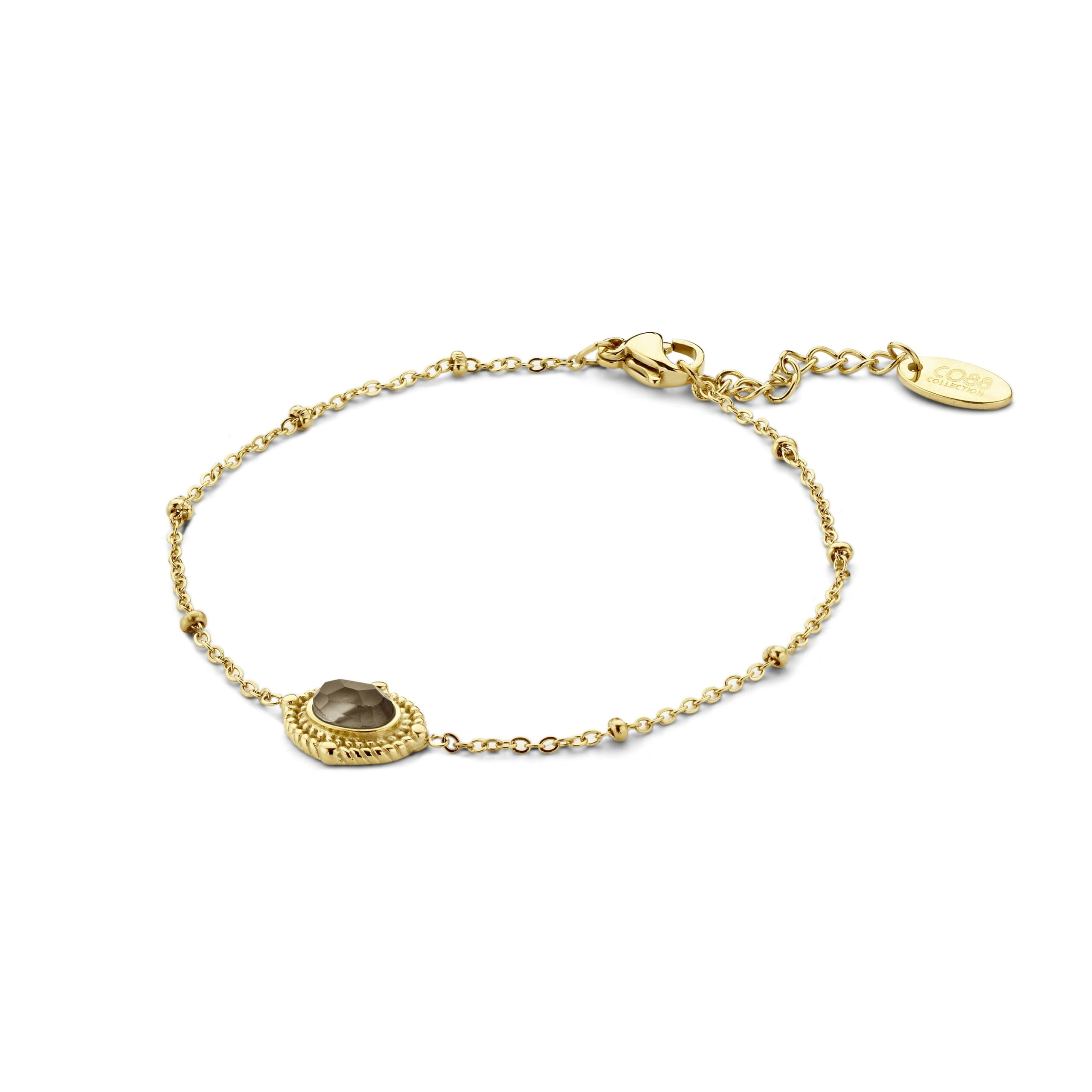 Bracelet LUCILLE en acier inoxydable doré avec pierre de jade Co88France