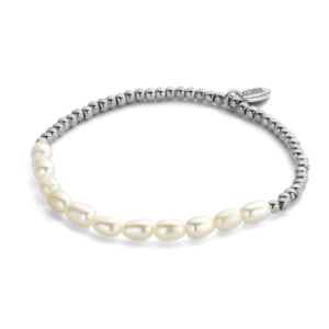 Bracelet Co88 France en acier inoxydable argenté et perle d'eau douce