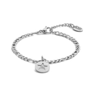 Bracelet JADE en acier inoxydable argenté avec pampille étoile
