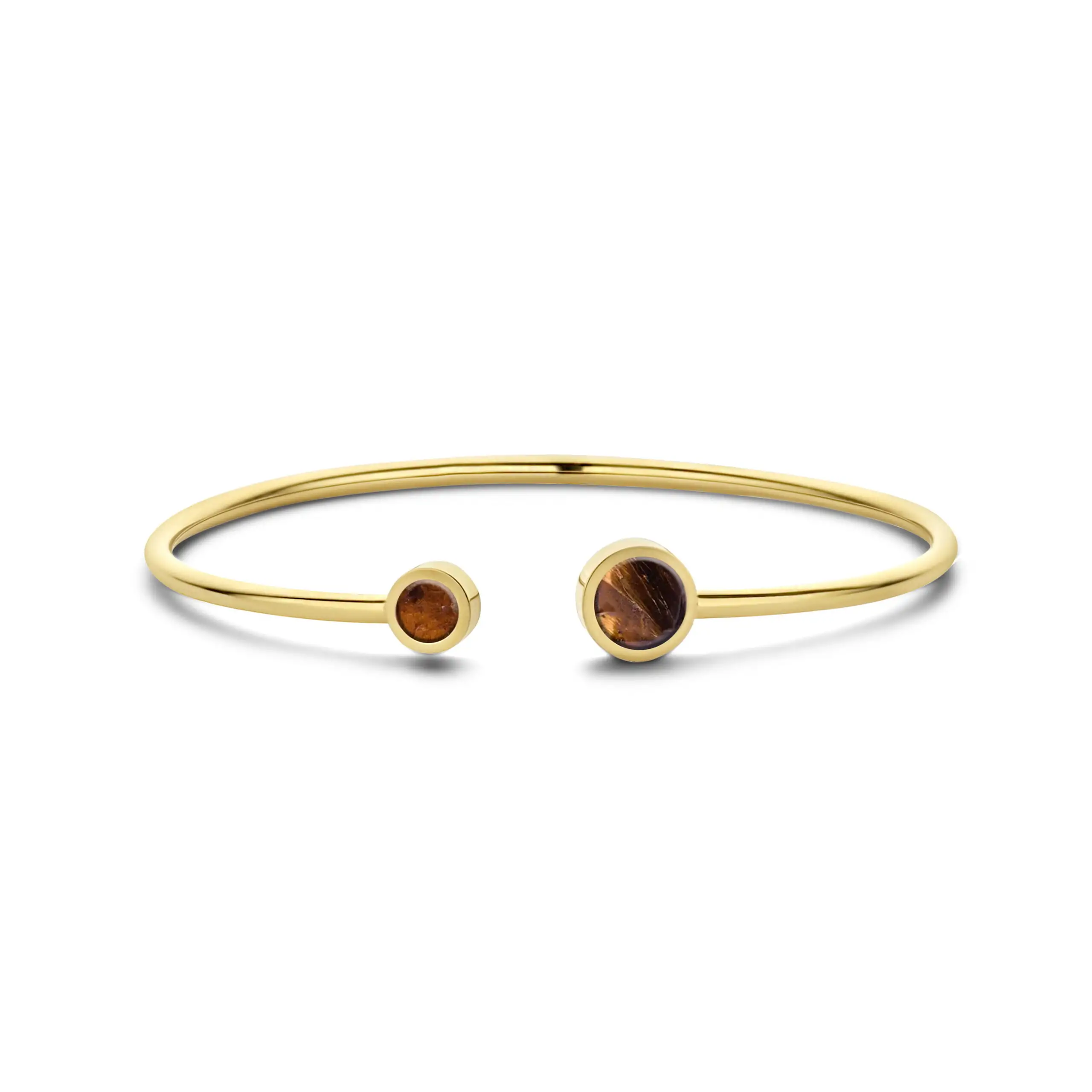 Bracelet jonc Co88 France en acier inoxydable doré et pierre naturelle oeil de tigre