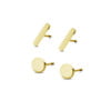 Boucles d'oreilles/puces d'oreilles Co88 France en acier inoxydable doré, motif barre et cercle