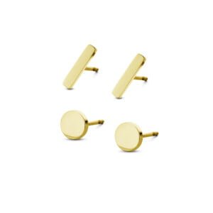 Boucles d'oreilles/puces d'oreilles Co88 France en acier inoxydable doré, motif barre et cercle