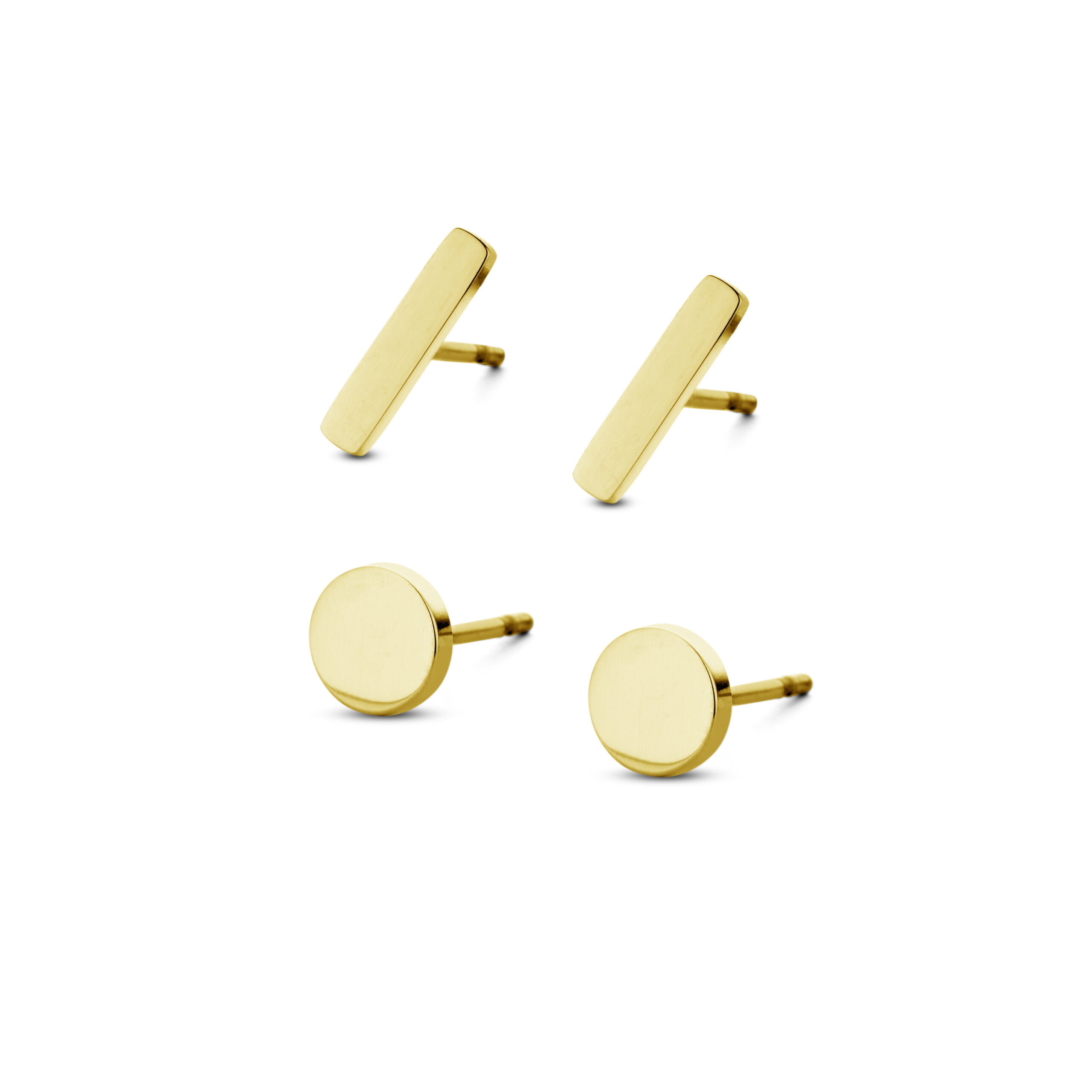 Boucles d'oreilles/puces d'oreilles Co88 France en acier inoxydable doré, motif barre et cercle