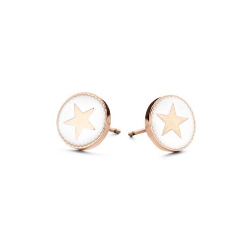 Boucles d'oreilles/puces d'oreilles Co88 France en acier inoxydable rose gold avec motif étoile sur fond blanc
