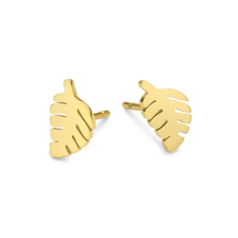 Boucles d'oreilles/puces d'oreilles Co88 France en acier inoxydable doré motif feuille