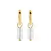Boucles d'oreilles pendantes Co88 France en acier inoxydable doré et pierres naturelles blanches