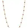 Collier Co88 France en acier inoxydable doré et pierres naturelles rouges
