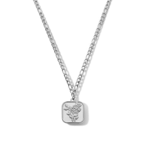 Collier Co88 France en acier inoxydable argenté maille figaro, médaille argentée