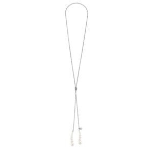 Collier sautoir Co88 France en acier inoxydable argenté et perle d'eau douce