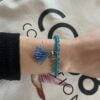 8CB-40014-1 Bracelet Co88 France en acier inoxydable rose gold et pampille bleue, pierres naturelles bleues