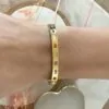 Bracelet jonc en acier inoxydable doré et émail multicolore