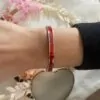 Bracelet/jonc en acier inoxydable rose gold et émail rouge