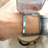 Bracelet Co88 France en acier inoxydable argenté et émail bleu/bleu foncé et blanc
