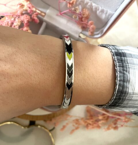 Bracelet/jonc Co88 France en acier inoxydable argenté et émail coloré