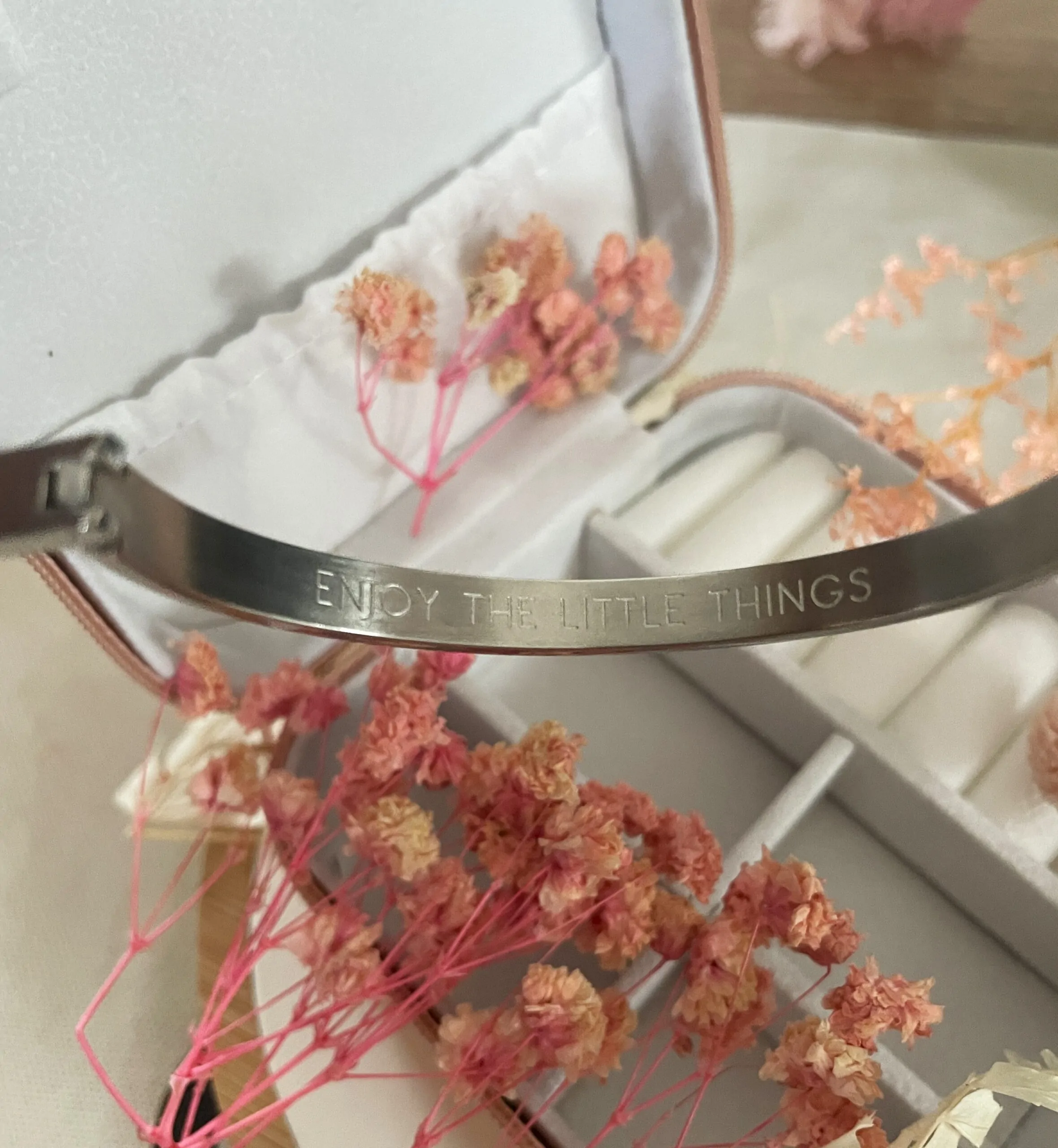 Bracelet/jonc Co88 France en acier inoxydable argenté enjoy the little things