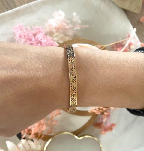 Bracelet/jonc Co88 France en acier inoxydable rose gold et émail multicolore