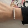 8CB-90377-1 Bracelet Co88 France en acier inoxydable argenté et pierres naturelles blanche howlite