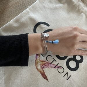Bracelet jonc ALICE Co88 France en acier inoxydable argenté triple pampilles