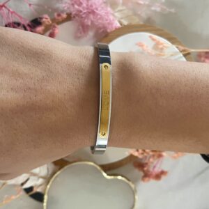 Bracelet/jonc Co88 France en acier inoxydable argenté motive love