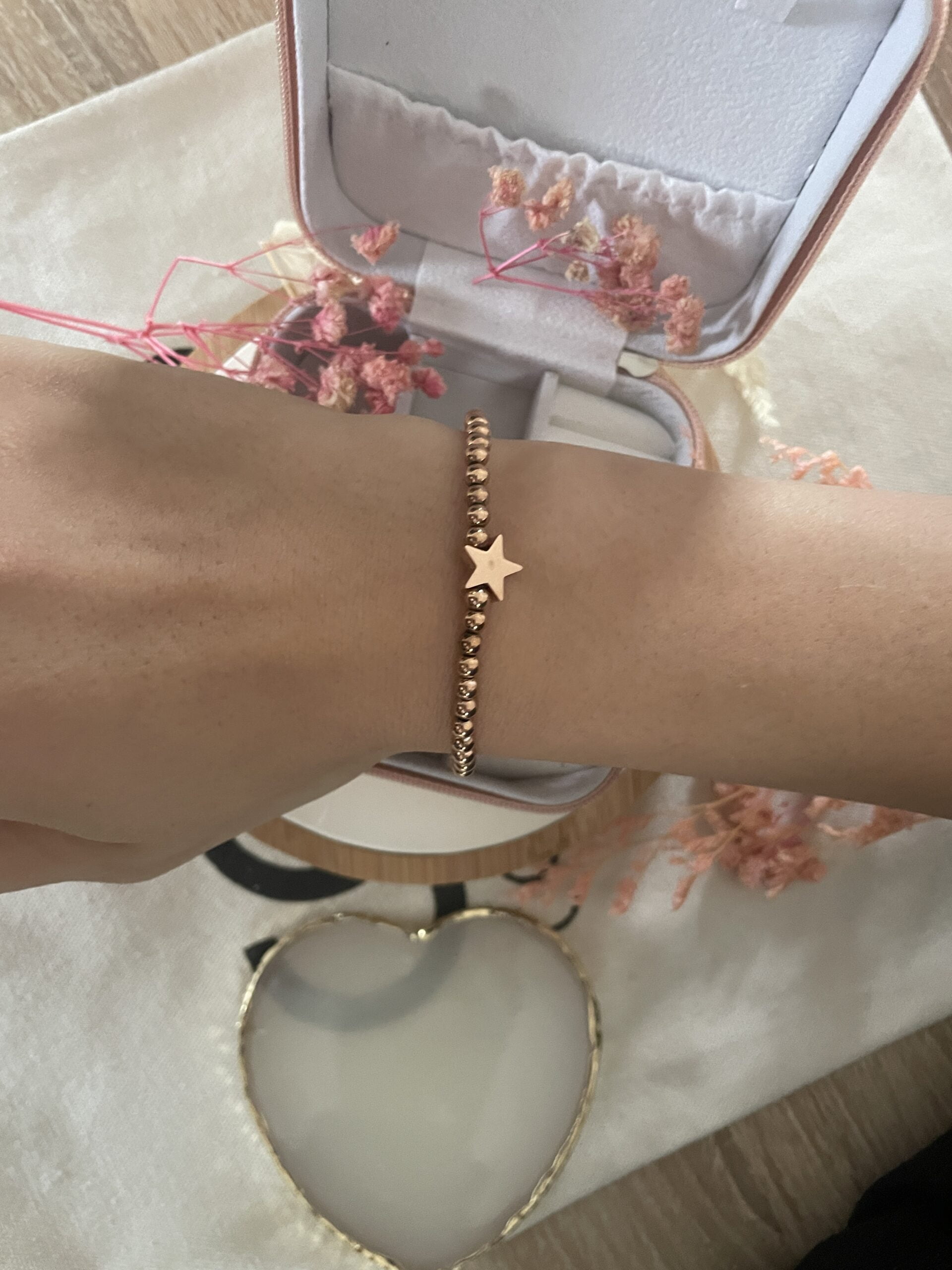 8CB-90573-1 Bracelet Co88 France en acier inoxydable rose gold avec motif étoile