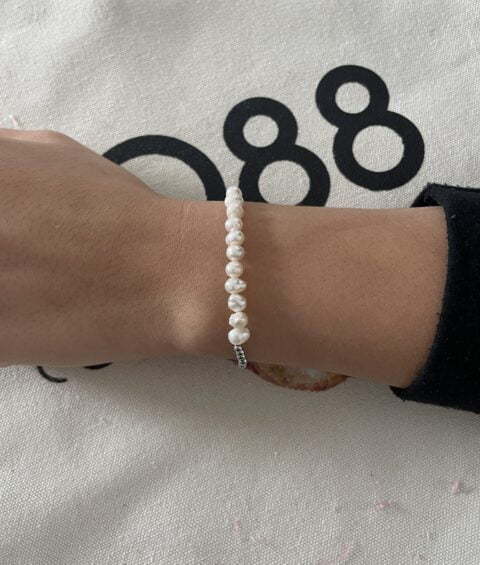 Bracelet Co88 France en acier inoxydable argenté et perle d'eau douce