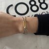 Bracelet Co88 France en acier inoxydable doré et tissu gris