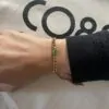 Bracelet Co88 France en acier inoxydable doré et pierre naturelle verte, maille figaro