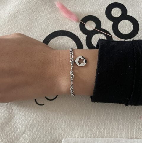 Bracelet Co88 France en acier inoxydable argenté et pampille étoile
