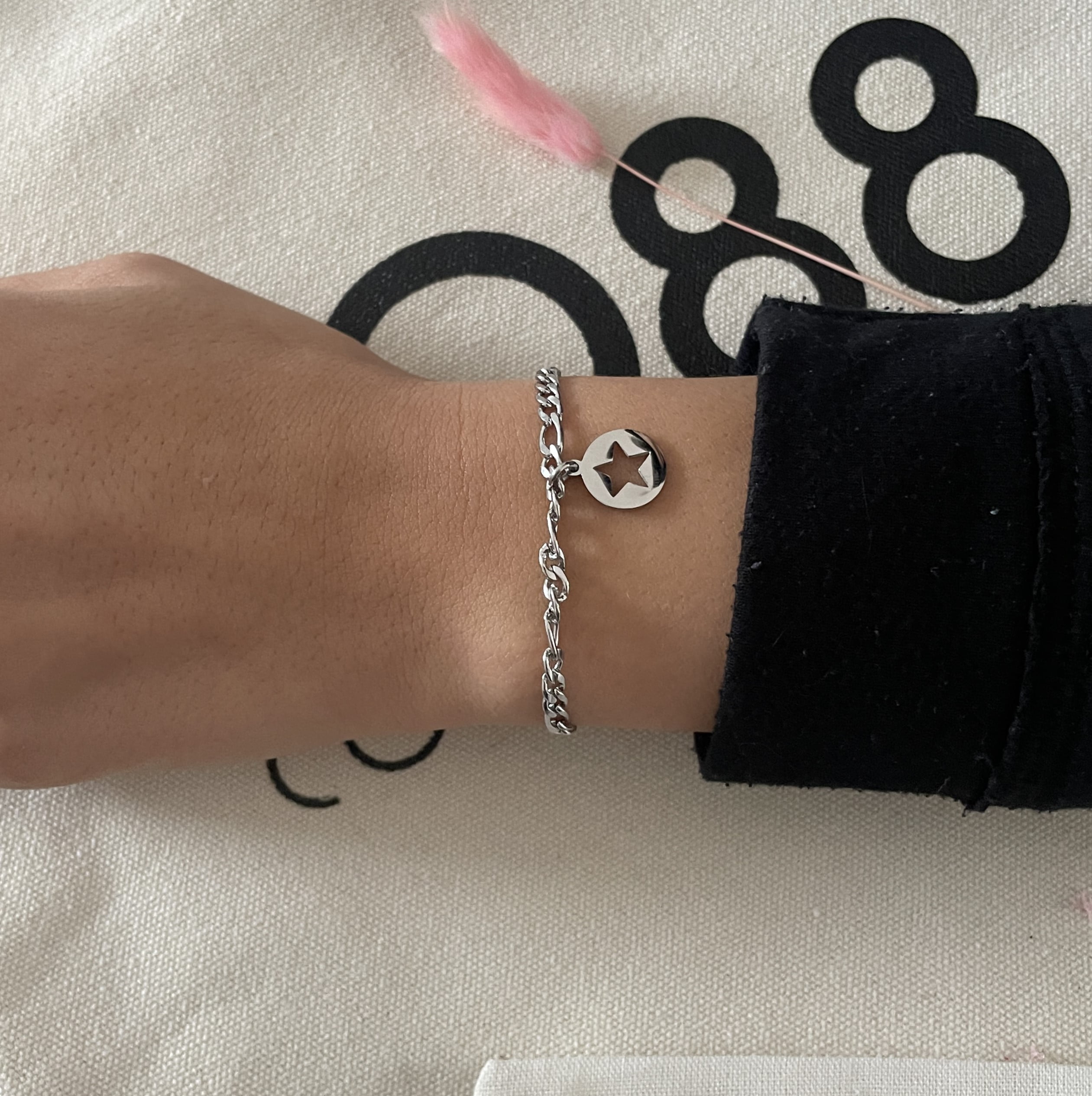 Bracelet Co88 France en acier inoxydable argenté et pampille étoile