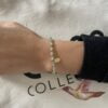 Bracelet Co88 France en acier inoxydable doré et pierre naturelle verte