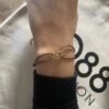 bracelet co88 France fermoir T en acier inoxydable doré et tissu marron