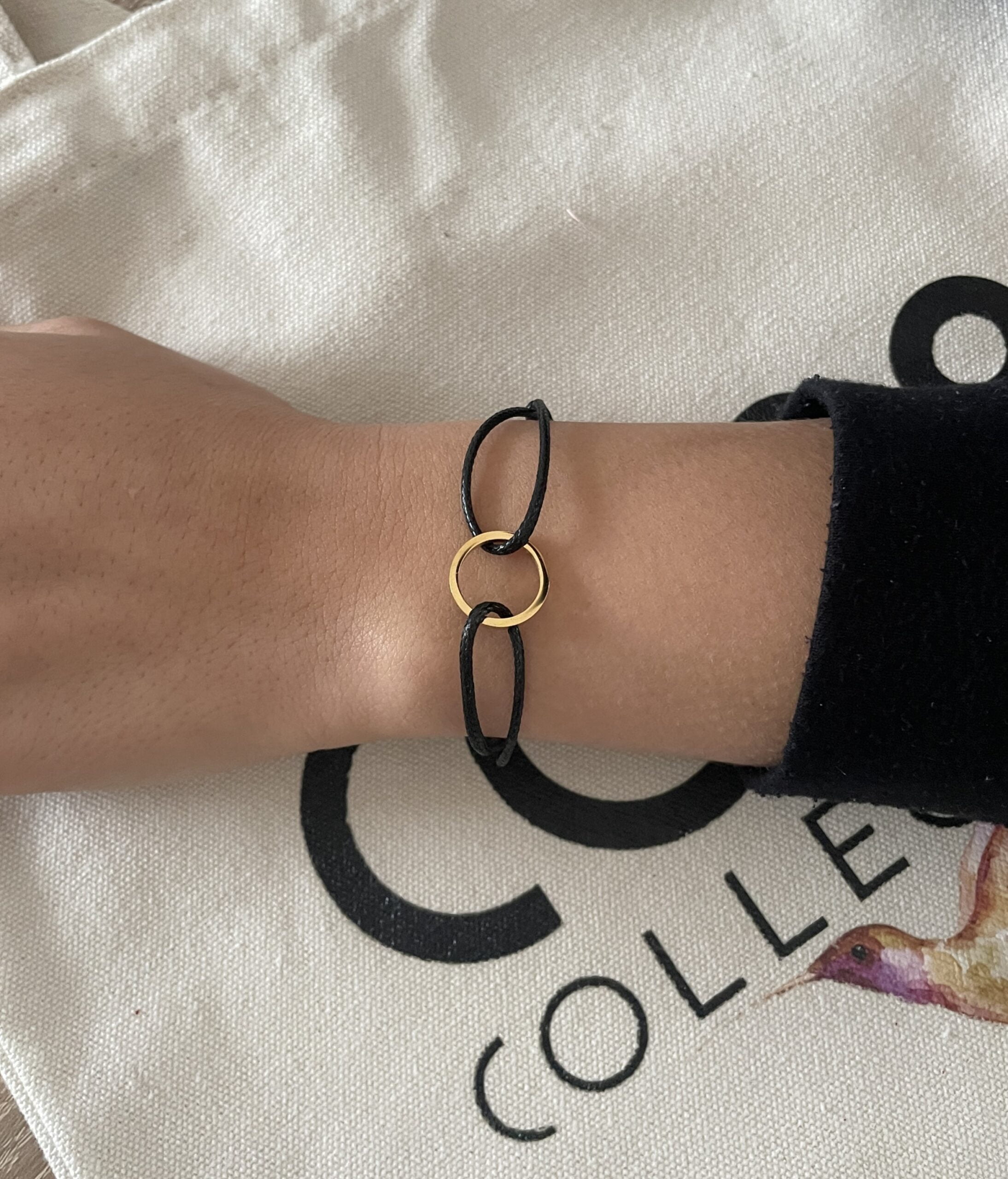 8CB-90860-1 Bracelet MARIE Co88France en acier inoxydable et tissu noir