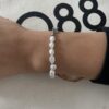Bracelet Co88 France en acier inoxydable argenté et perle d'eau douce