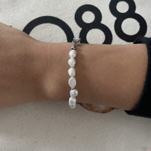 Bracelet Co88 France en acier inoxydable argenté et perle d'eau douce
