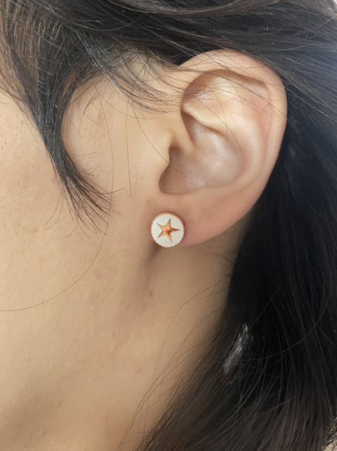 Boucle d'oreille, puce d'oreille Co88 France en acier inoxydable rose gold, motif étoile sur fond blanc