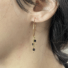 8CE-70393-1 Boucle d'oreille pendante/créoles Co88 France en acier inoxydable doré et pierres naturelles noires