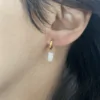 Créoles en acier inoxydable et pierres naturelles howlite 🤍💙
