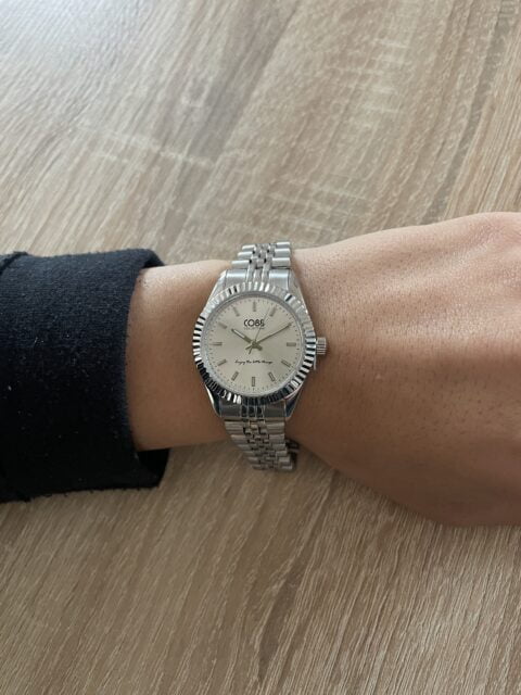 Montre Co88 France en acier inoxydable argenté, cadrant blanc