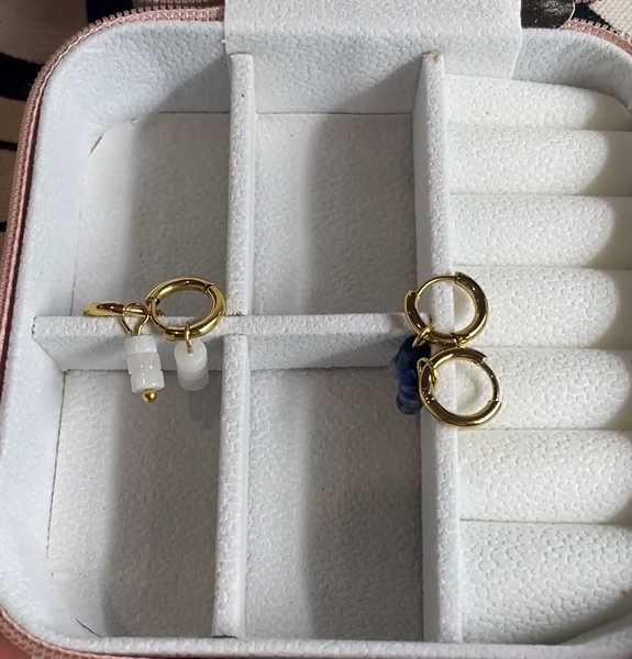 Boucles d'oreilles Co88 France en acier inoxydable doré et pierres naturelles
