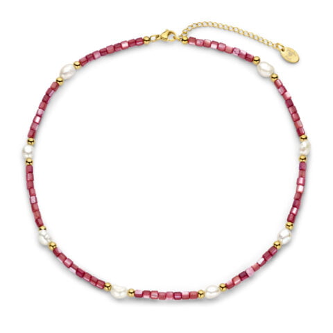 Collier Co88 France en acier inoxydable doré et perles nacrées, perles d'eau douce