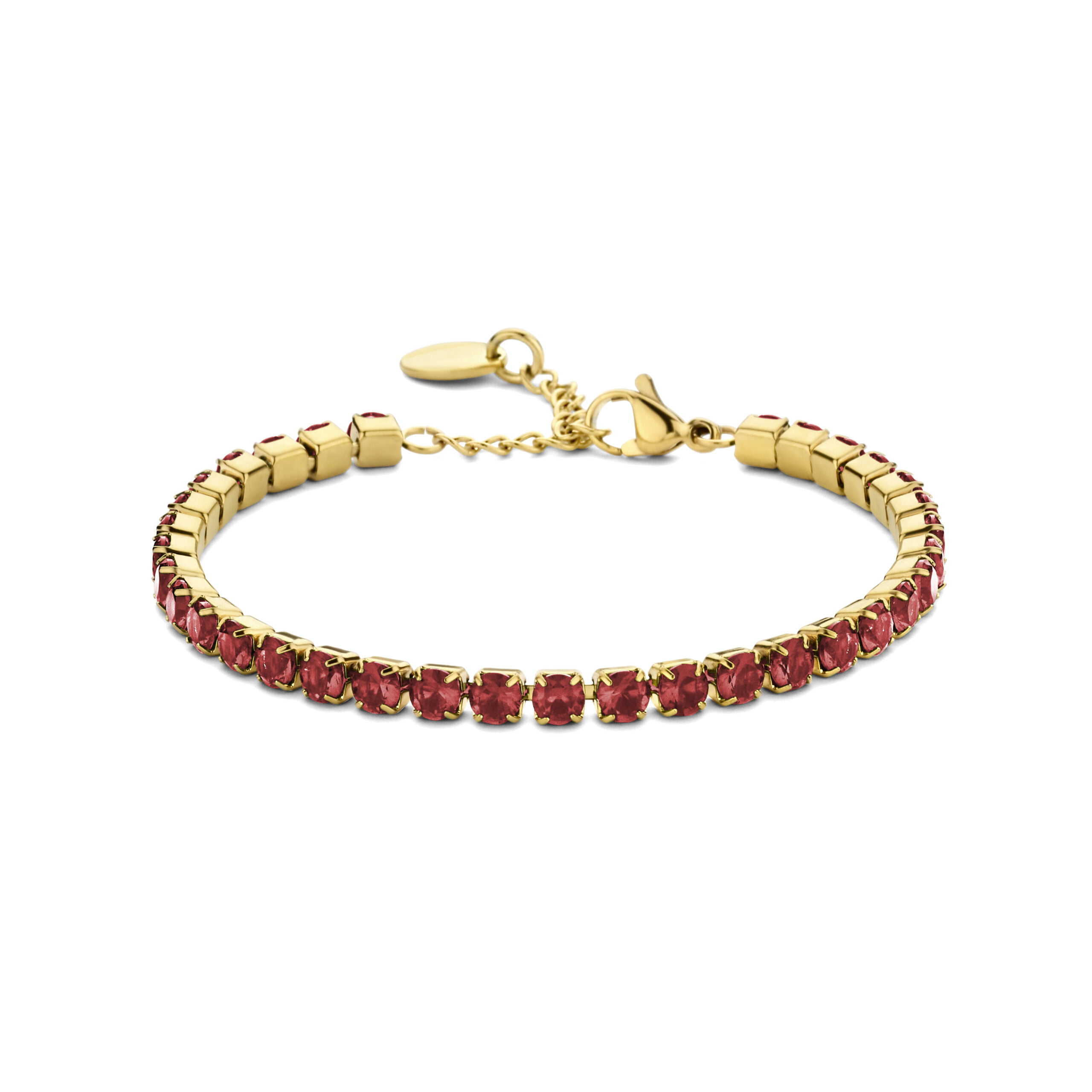 Bracelet Co88 France en acier inoxydable doré et zircon rouge