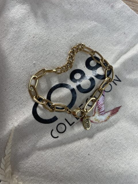 Bracelet Co88 France en acier inoxydable doré, maille forçat