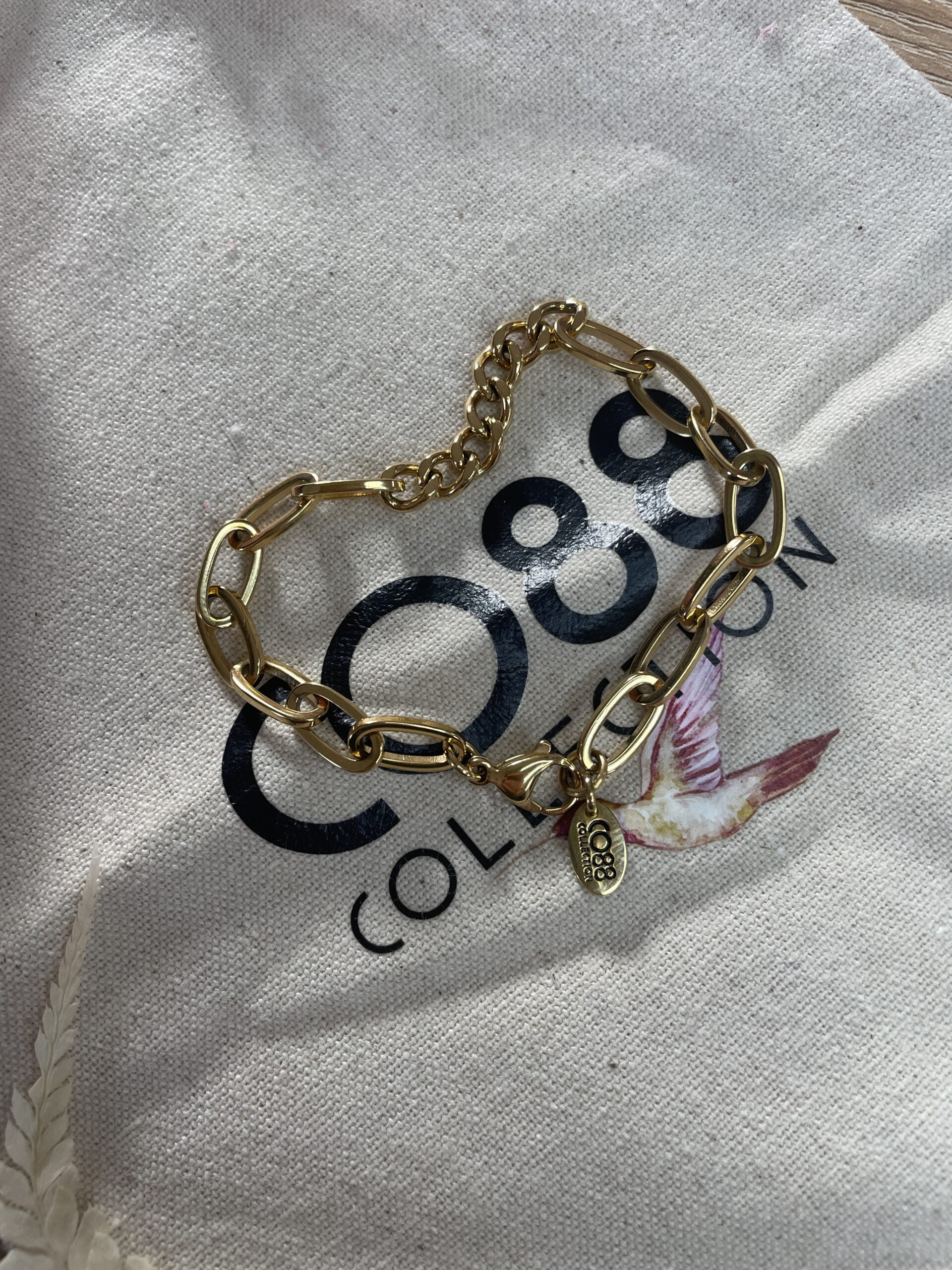 Bracelet Co88 France en acier inoxydable doré, maille forçat