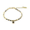 Bracelet Co88 France en acier inoxydable doré et perles noires, pampille perle noire